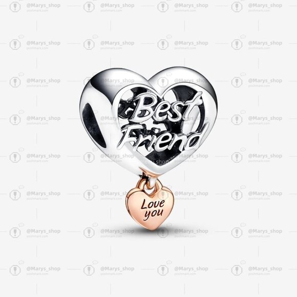 Pandora Love You Best Friend Heart Charm|Two-tone - Picture 1 of 2